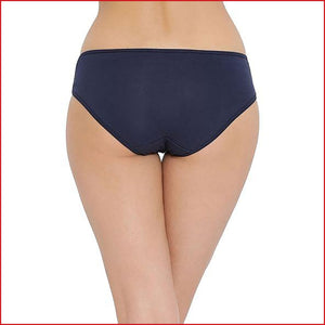 Deevaz Cotton Rich Mid Waist Hipster Panty with Side Lace Panel detail in Navy blue