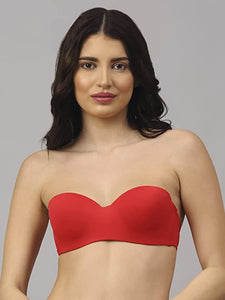 Deevaz Red Seamless Strapless Padded Wired Bra