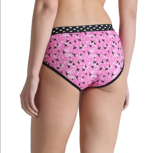 Deevaz Cotton Rich Mid Waist Bird Printed Hipster Panty In Light Pink Colour.