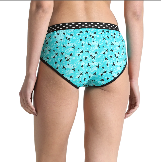 Deevaz Cotton Rich Mid Waist Bird Printed Hipster Panty In Mint Green Colour.