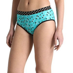 Deevaz Cotton Rich Mid Waist Bird Printed Hipster Panty Combo of 2 in pink & Green.