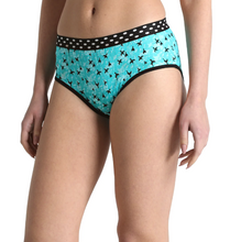 Load image into Gallery viewer, Deevaz Cotton Rich Mid Waist Bird Printed Hipster Panty Combo of 2 in Yellow &amp; Green.