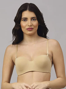 Deevaz Beige Seamless Strapless Padded Wired Bra