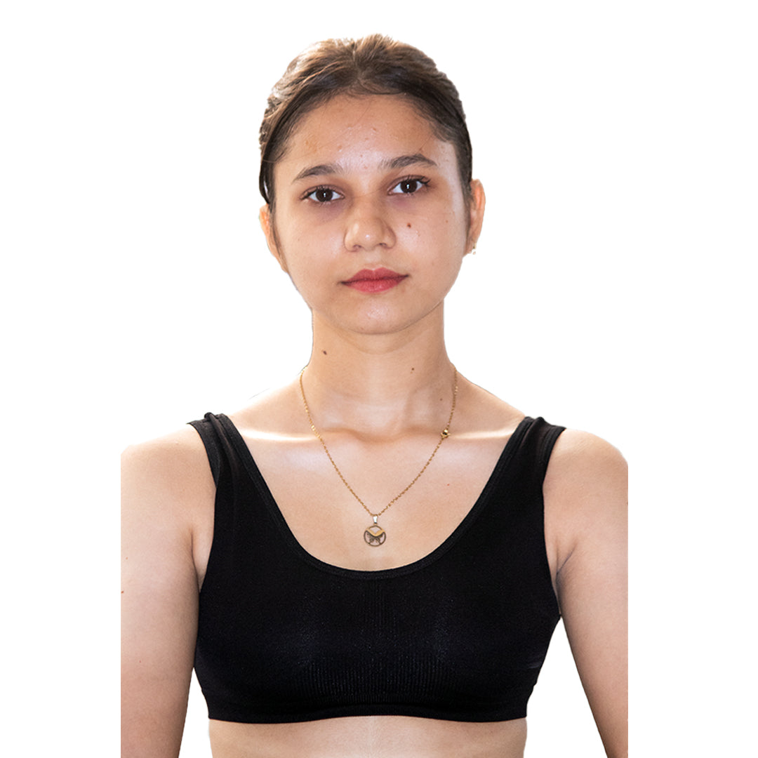 Deevaz Medium Impact Non-Padded non-wired Sports Air Bra in Black Colo –