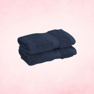 Deevaz Bamboo Thread Hand Towel - 450 GSM (Set of 2, Navy Blue Color)