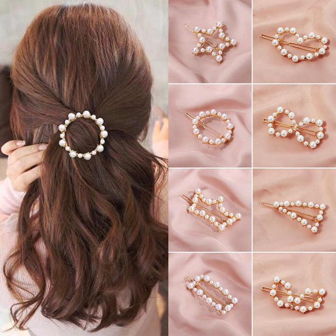 Deevaz Metal Round Shape Minimalistic Lock Hair Clips for Women and Girls in Golden White Colour.