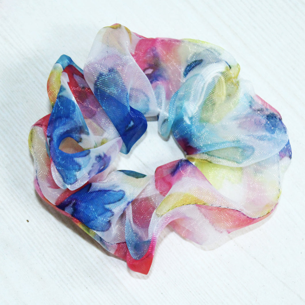 Deevaz Multicolour Tissue Organza Scrunchie | Pack of 2