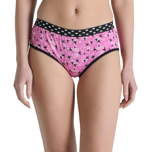 Deevaz Cotton Rich Mid Waist Bird Printed Hipster Panty In Light Pink Colour.