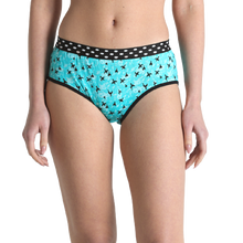 Load image into Gallery viewer, Deevaz Cotton Rich Mid Waist Bird Printed Hipster Panty In Mint Green Colour.