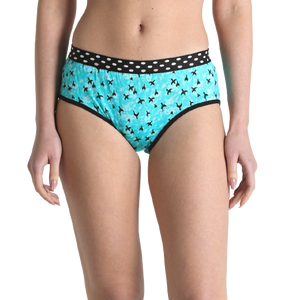 Deevaz Cotton Rich Mid Waist Bird Printed Hipster Panty In Mint Green Colour.