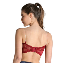 Load image into Gallery viewer, Deevaz Maroon Padded Tube Bra In Poly-Lace Fabric With Removable Transparent Straps.