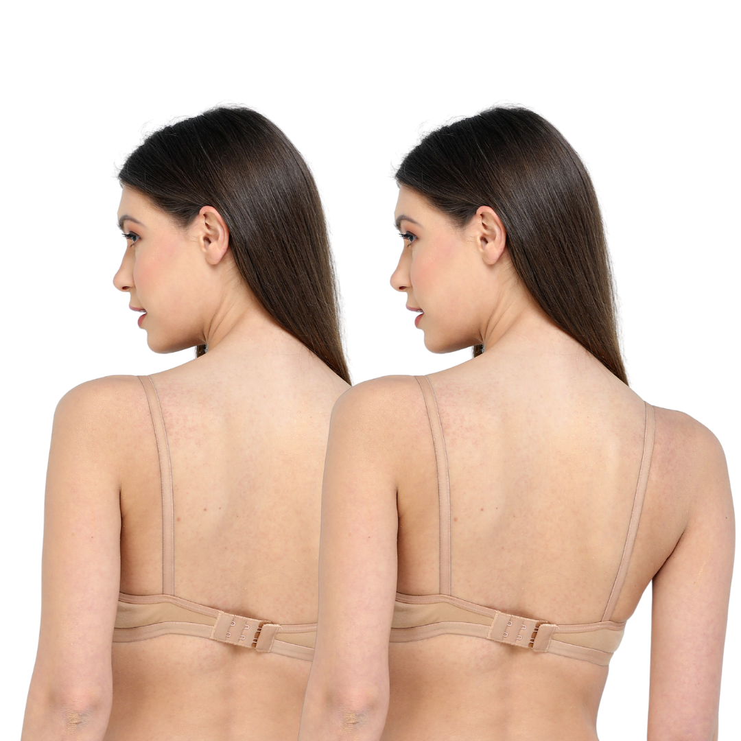 Deevaz Combo of 2 Solid Plain Spacer Cup Full Coverage Bra in Nude Colour