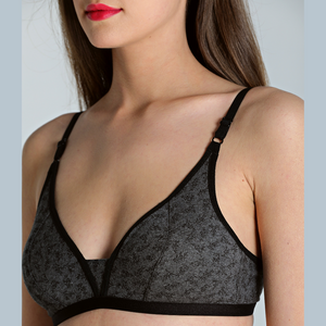 Deevaz Cotton Non-Padded Printed Demi Cup Bra in Grey