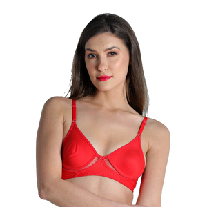 Deevaz Combo of 2 ( Black-Red ) Breathable cotton Solid T-Shirt Bra With Mesh Detailing For Everyday Basics.