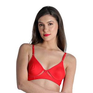 Deevaz Combo Of 3 (Black- Red-Purple ) Breathable Cotton Solid T-Shirt Bra With Mesh Detailing For Everyday Basics.