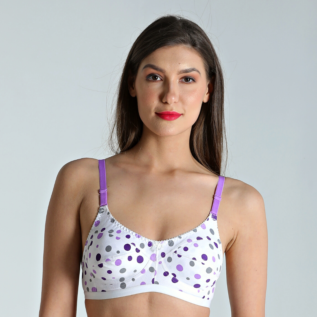 Deevaz Everyday Non Padded cotton Bra in Polka Dot Lavender color –