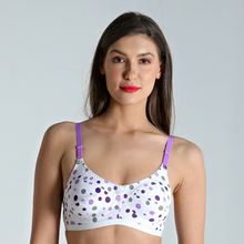 Load image into Gallery viewer, Deevaz Everyday Non Padded cotton Bra in Polka Dot Lavender color