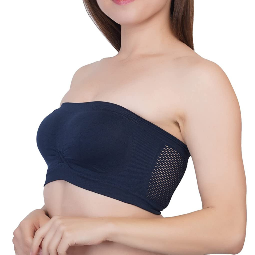 Deevaz Spandex Non Padded Tube Bra In Navy Blue Colour. deevaz.in