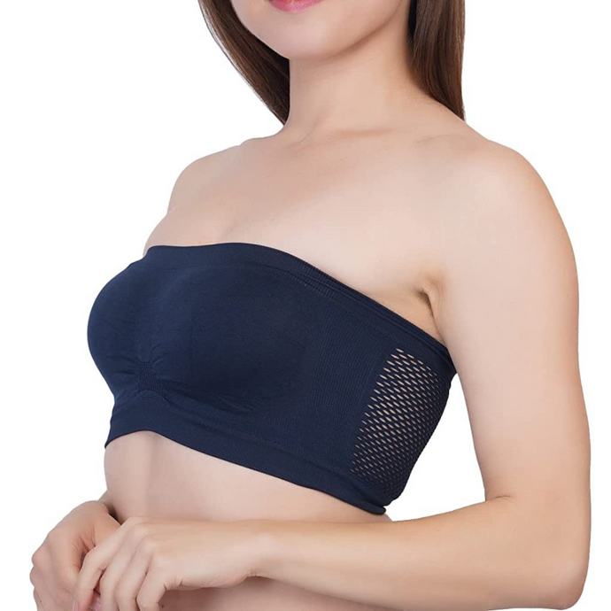 Deevaz Spandex Non Padded Tube Bra In Navy Blue Colour.