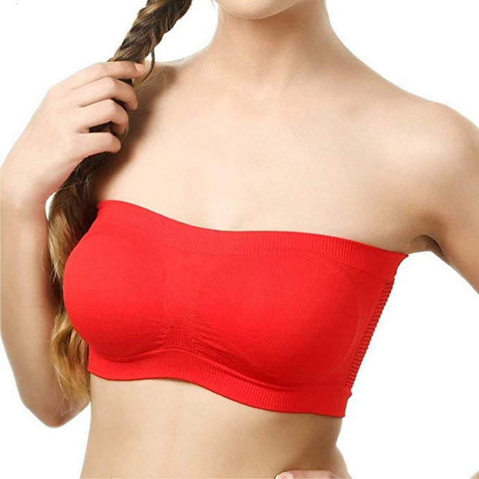 Deevaz Spandex Non Padded Tube Bra In Red Colour