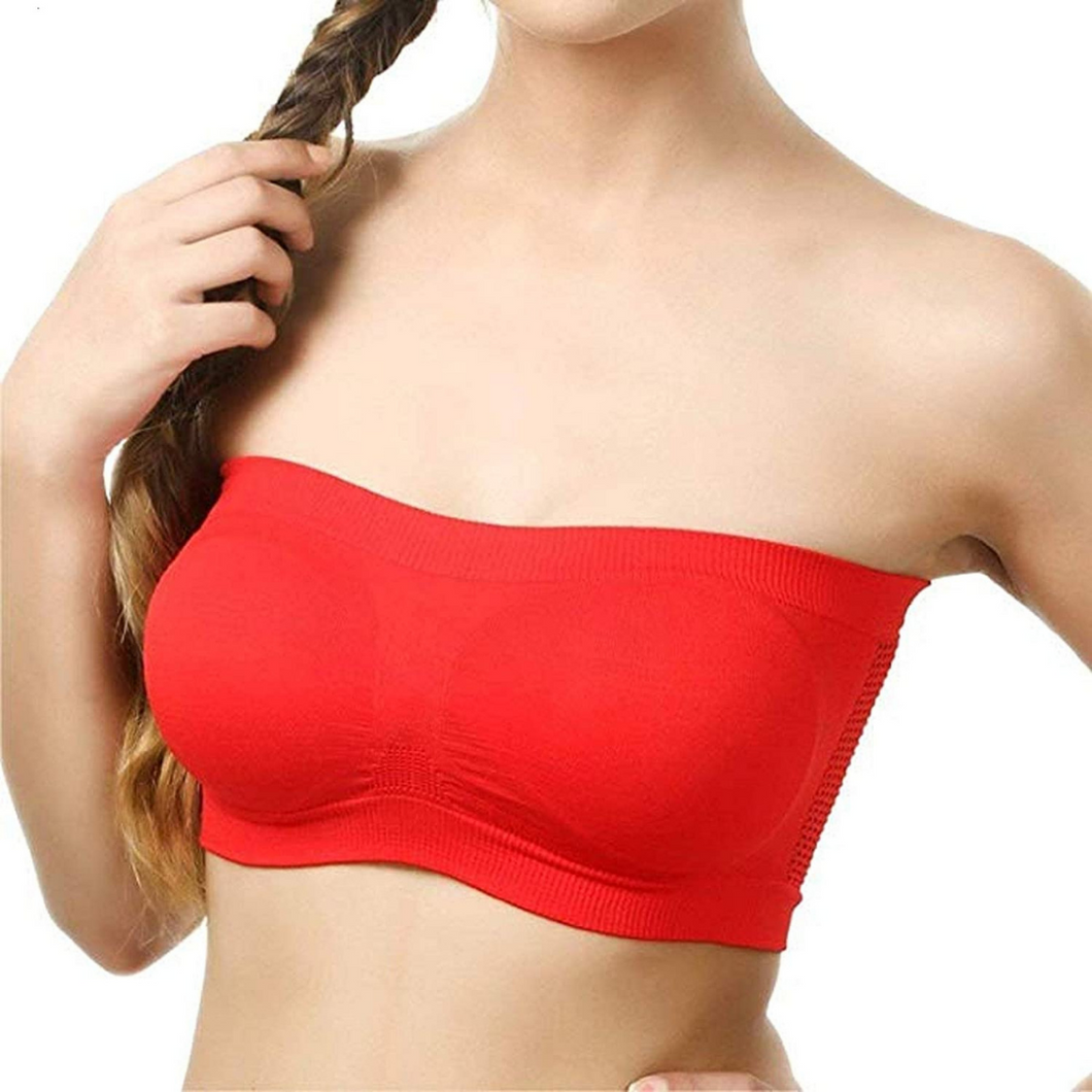Deevaz Spandex Non Padded Tube Bra In Red Colour