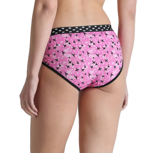 Deevaz Cotton Rich Mid Waist Bird Printed Hipster Panty Combo of 3 in Pink-Yellow-Green.