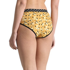 Deevaz Cotton Rich Mid Waist Bird Printed Hipster Panty Combo of 3 in Pink-Yellow-Green.