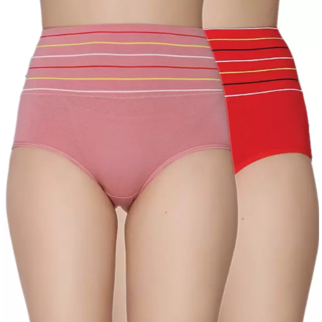 Deevaz High Rise Full Coverage Tummy Tucker Hipster Panty (Pack of 2) - Assorted