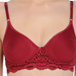 Deevaz Marron Colour Spacer Cup Light-Padded Non-Wired Full Coverage Lace Bra