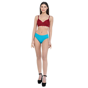 Deevaz Marron Colour Spacer Cup Light-Padded Non-Wired Full Coverage Lace Bra