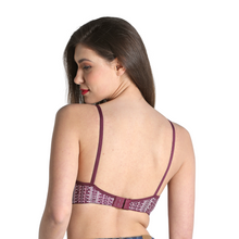 Load image into Gallery viewer, Deevaz Cotton Rich Non-Padded Purple Printed Demi Cup Bra