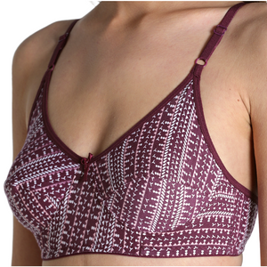 Deevaz Cotton Rich Non-Padded Purple Printed Demi Cup Bra