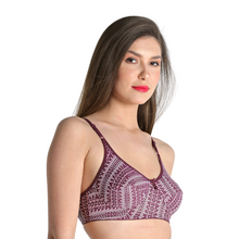 Load image into Gallery viewer, Deevaz Cotton Rich Non-Padded Purple Printed Demi Cup Bra