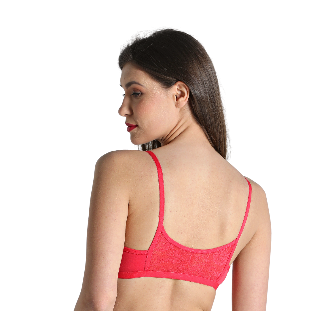Deevaz Front open Cotton T-Shirt Bra Carrot Pink Colour