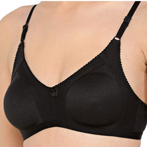 Deevaz Spacer Cup Non-Padded Non-Wired Full Coverage Bra in Black Colour - Cotton Rich