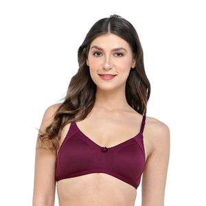 Deevaz Spacer Cup Non-Padded Non-Wired Full Coverage Bra in Purple Colour - Cotton Rich