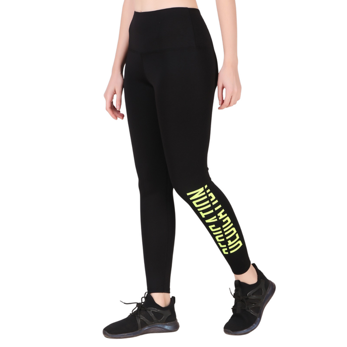 Deevaz Comfort & Snug Fit Active Ankle-Length Tights In Black Colour (Typography)