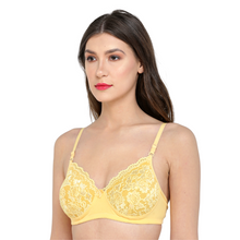 Load image into Gallery viewer, Deevaz non-wired Padded non wired full coverage bra in Yellow- Lace