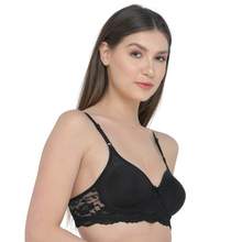 Load image into Gallery viewer, Deevaz Combo of 2 Maroon and Black Coloured Spacer Cup Light-Padded Non-Wired Full Coverage Lace Bras.