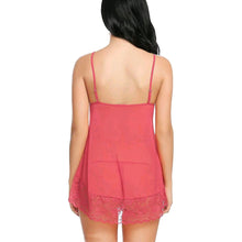Load image into Gallery viewer, Deevaz Polyester Spandex &amp; Lace Floral Lingerie Baby doll Sleepwear in Carrot Pink Colour.