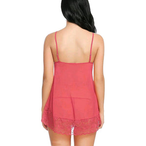 Deevaz Polyester Spandex & Lace Floral Lingerie Baby doll Sleepwear in Carrot Pink Colour.