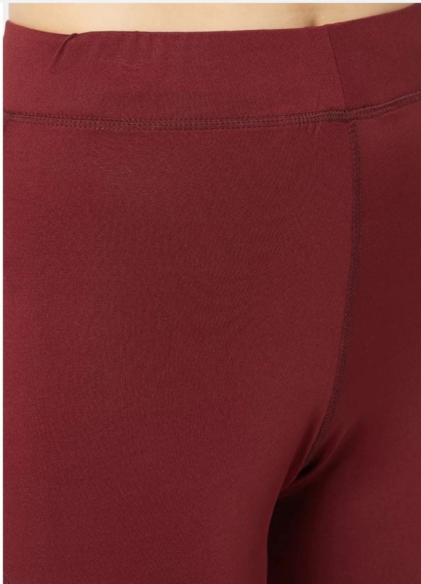 Deevaz Comfort & Snug Fit Active Ankle-Length Tights In Maroon Colour With Side Band Detailing.