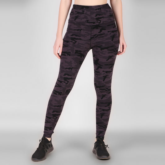 Deevaz Comfort & Snug Fit Active Ankle-Length Tights In Black Camouflage