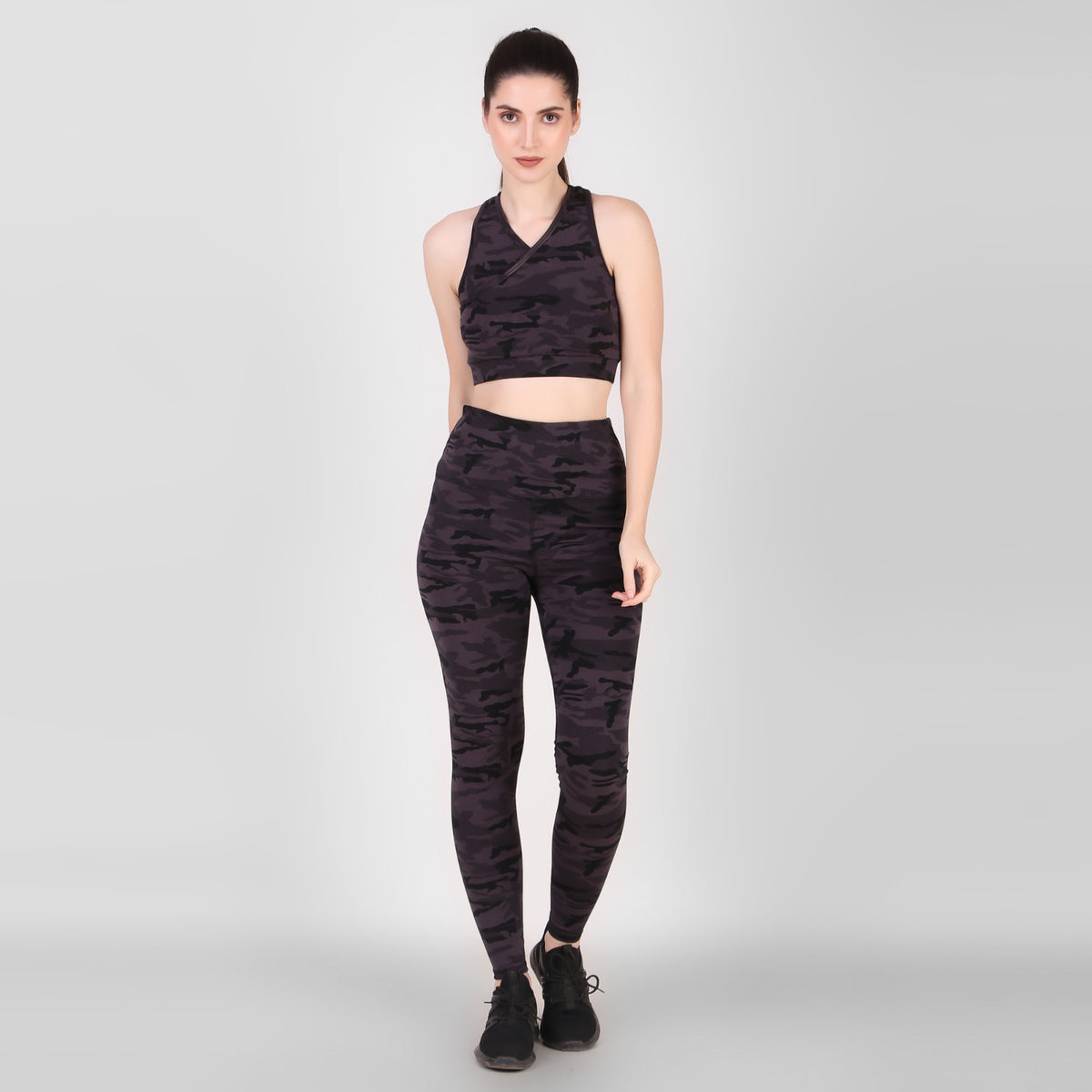 Deevaz Comfort & Snug Fit Active Ankle-Length Tights In Black Camouflage
