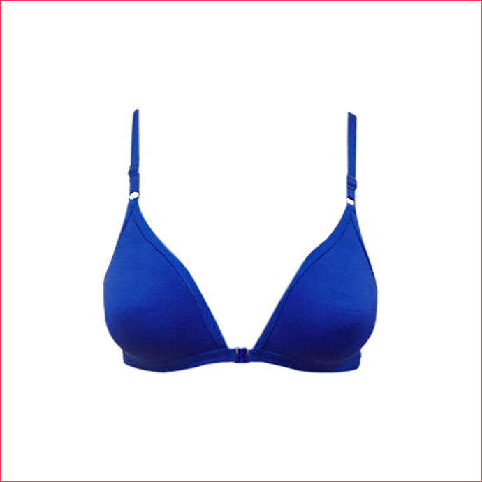 Deevaz Non-padded Front open Cotton rich Solid T-Shirt Bra in Blue Colour.
