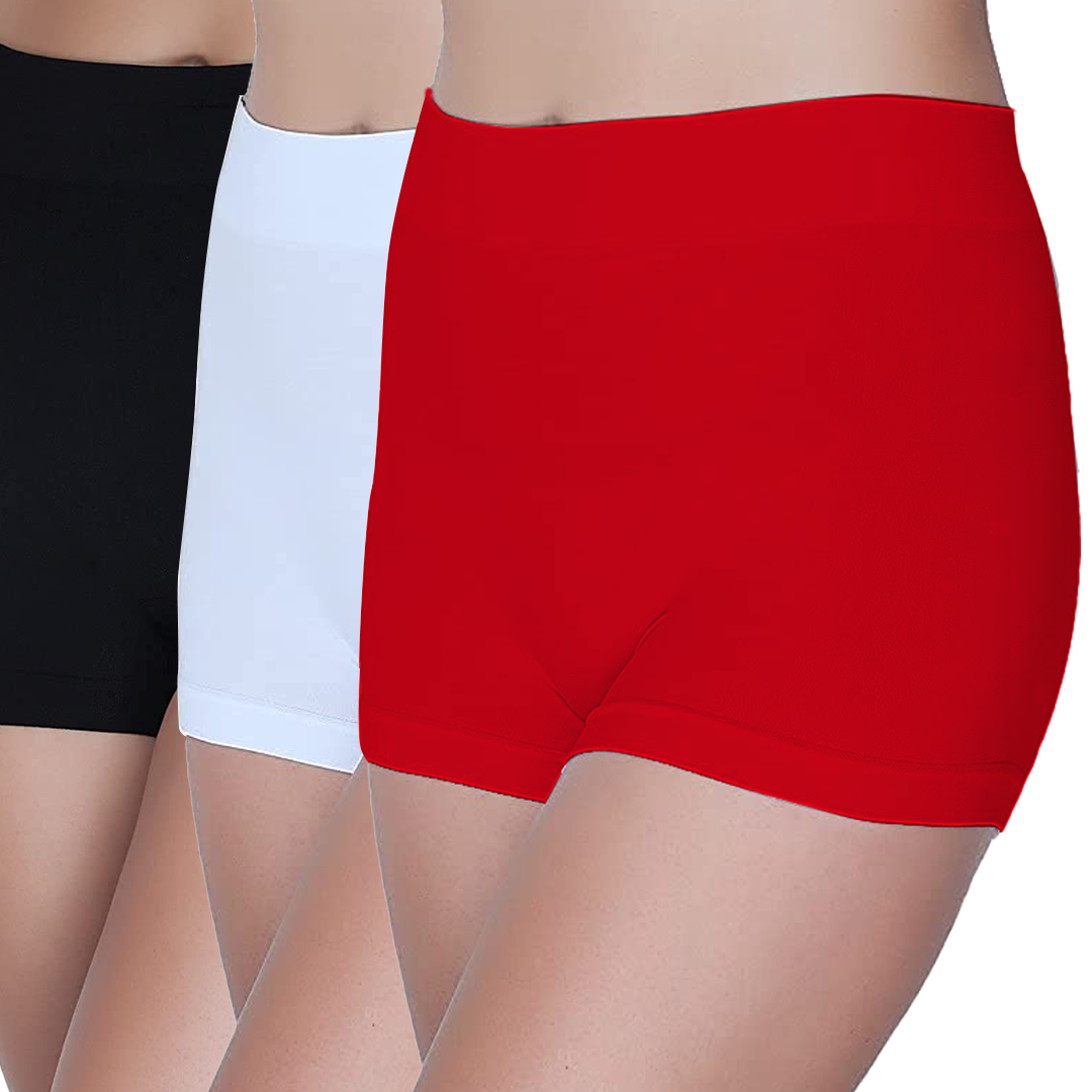 Deevaz Combo Of 3 Mid Rise Full Coverage Seamless Boy Shorts In Multicolour
