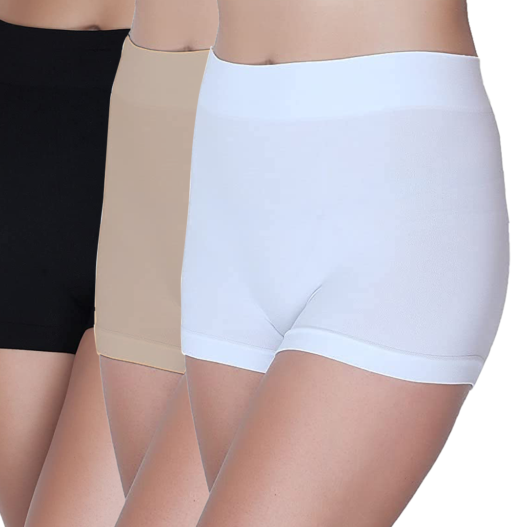 Deevaz Combo Of 3 Mid Rise Full Coverage Seamless Boy Shorts In Multicolour