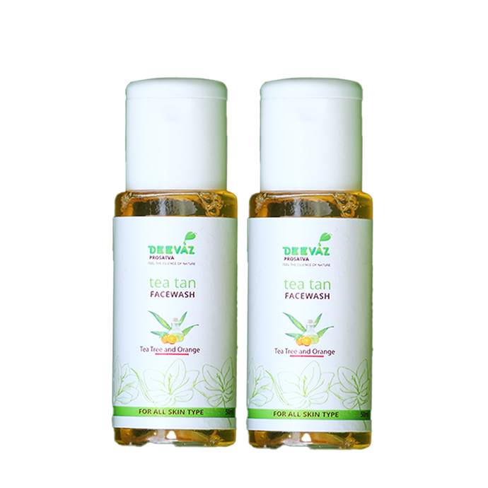 Deevaz Prosatva Orange & Teatree Tea-Tan Facewash For All-Skin Type - 50 ML, Removes Tan | Brightens Skin - PACK OF 2