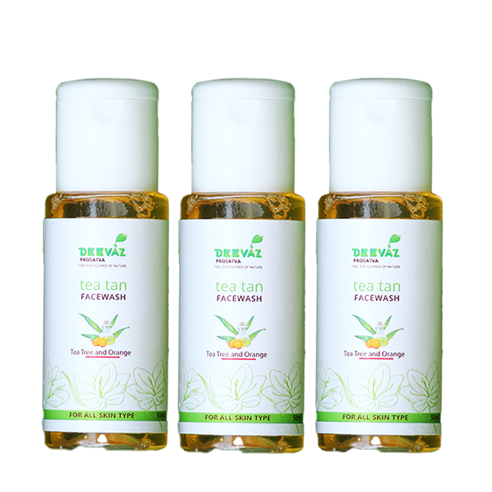 Deevaz Prosatva Orange & Teatree Tea-Tan Facewash For All-Skin Type - 50 ML, Removes Tan | Brightens Skin - PACK OF 3