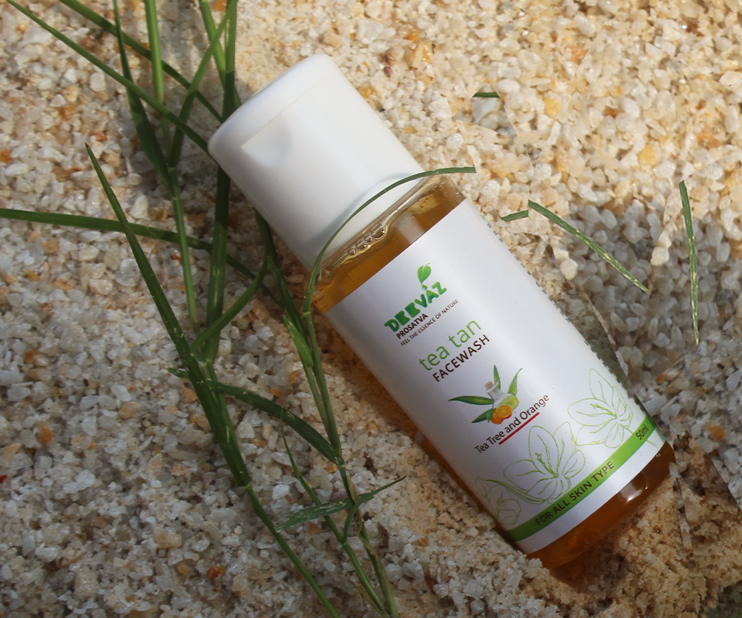Deevaz Prosatva Orange & Teatree Tea-tan Facewash For All-Skin Type  - 50 ML, Removes Tan | Brightens Skin